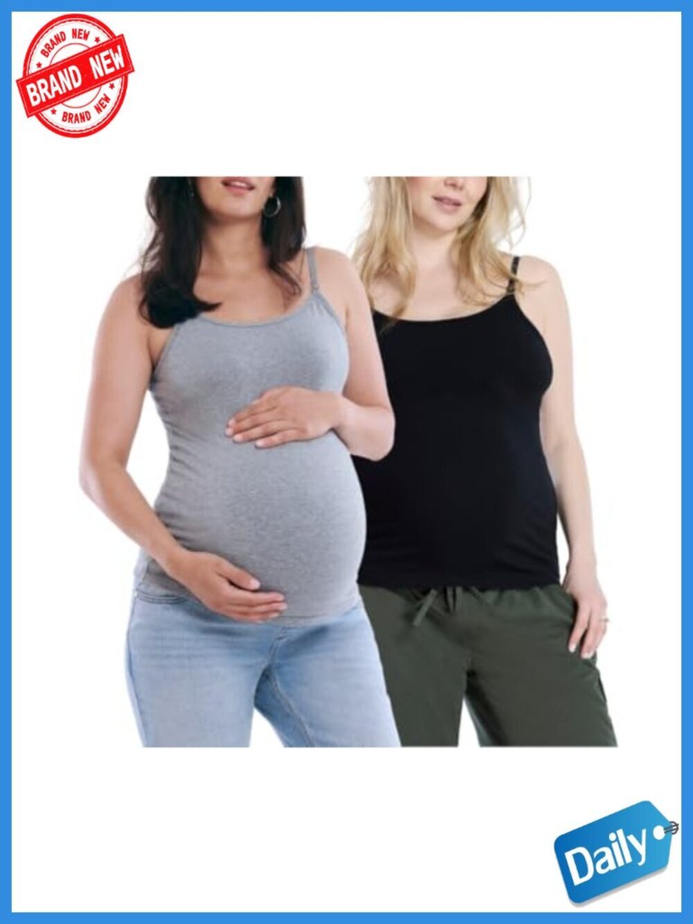 Clip Down Nursing Tank Top Cami 2 Pack with Built-in Shelf Bra for